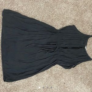 Gray zip front dress.